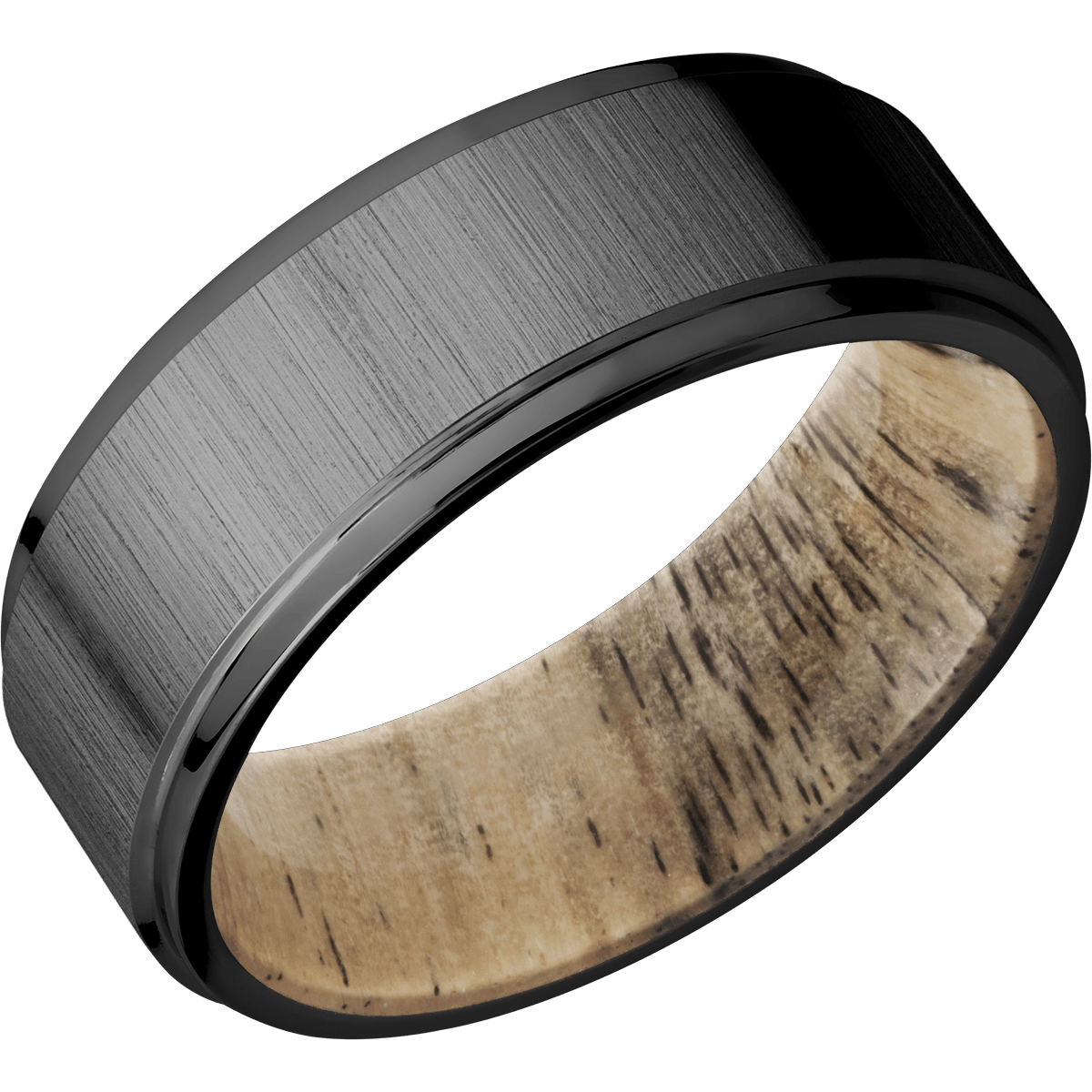 Hardwood Wedding Band With Cross Satin & Black Finish