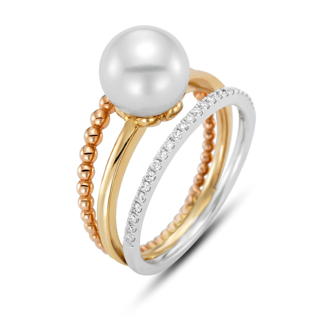 tricolor pearl ring