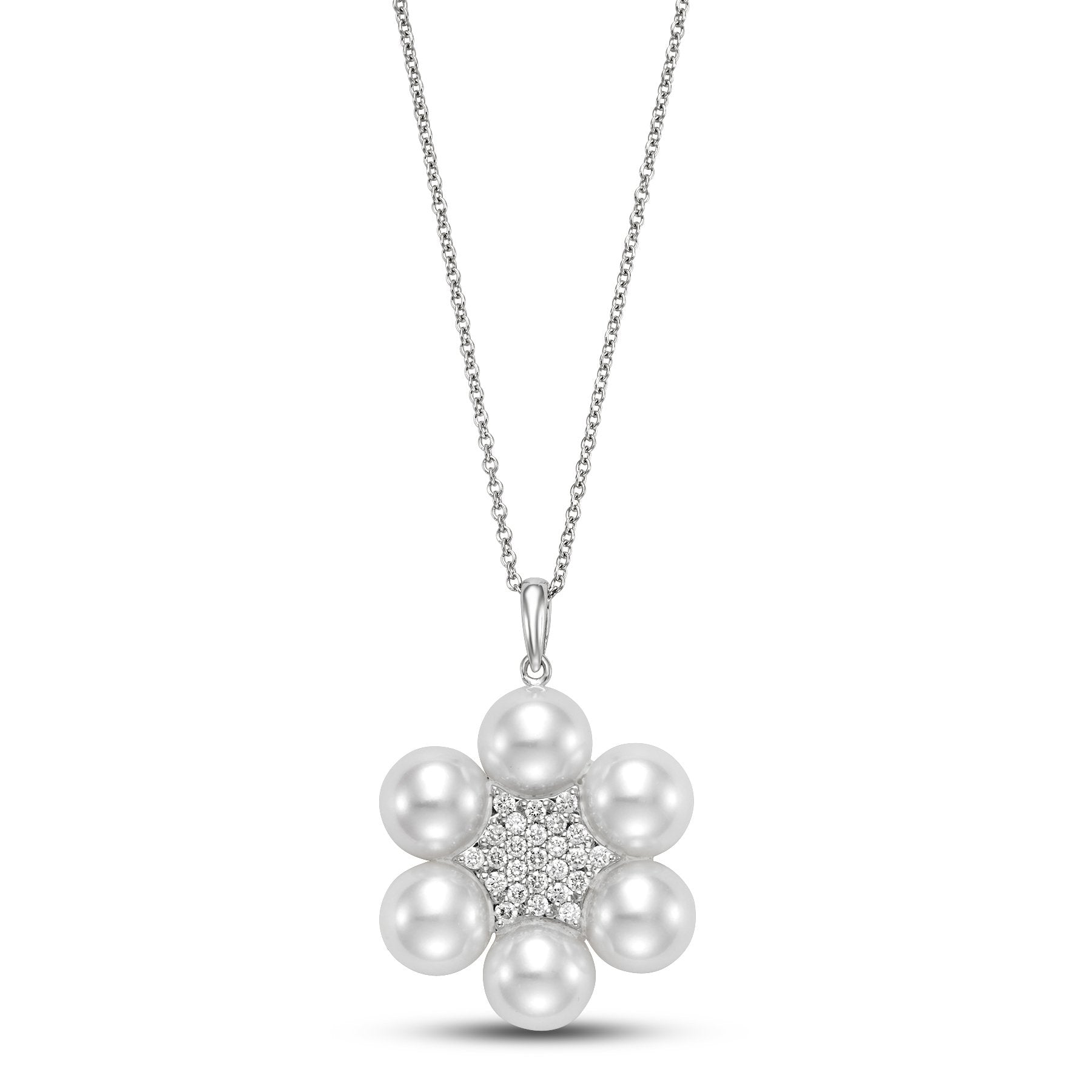 diamond cluster pearl pendant
