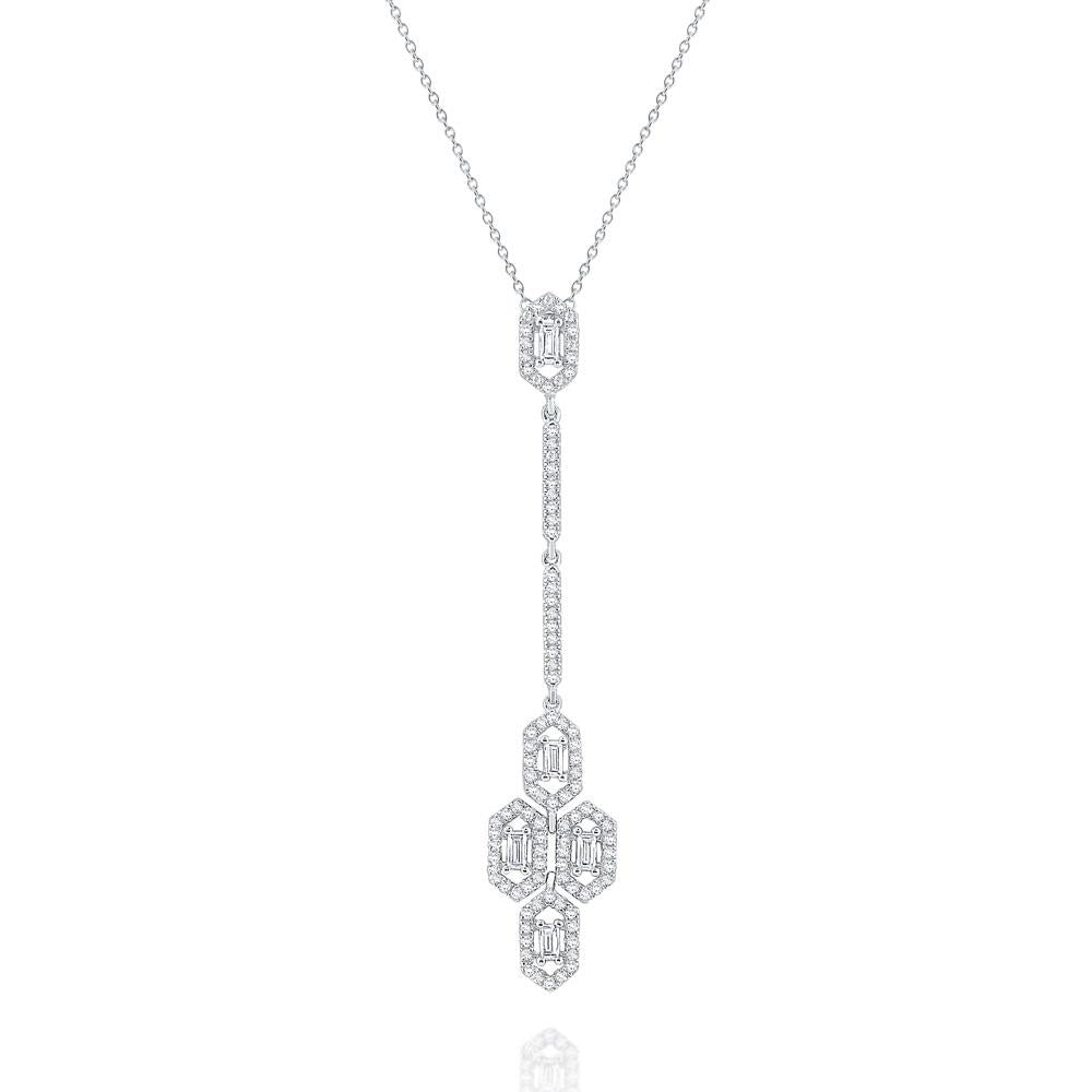 n4910 kc design diamond hexagonal drop mosaic necklace set in 14 kt. gold