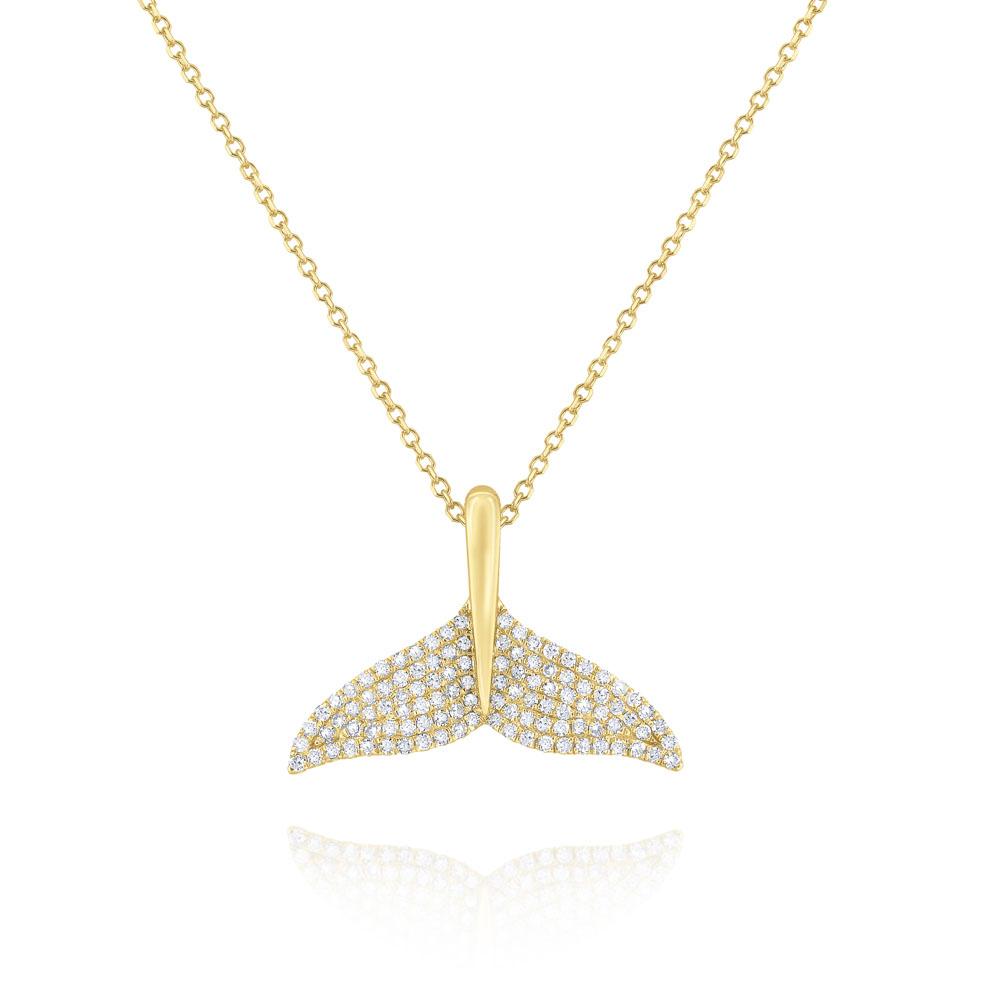 14k Yellow Gold Classic Whale Tail Pendant | Jewelry America