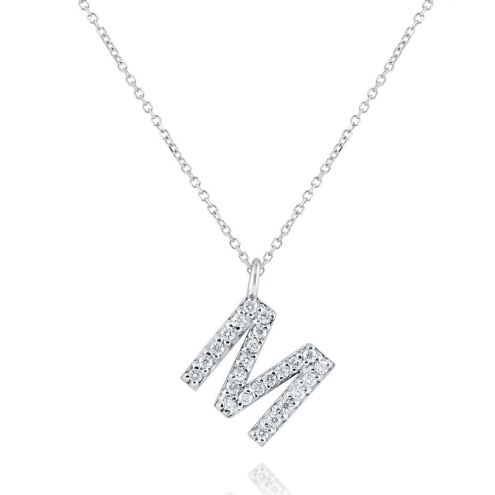 n4999-m kc design 14k gold and diamond modern block m necklace