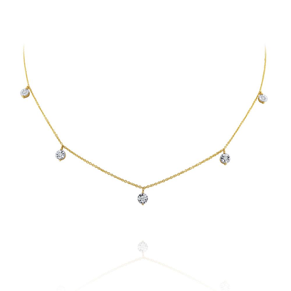 n5010 kc design hanging diamond station necklace set in 14 kt. gold