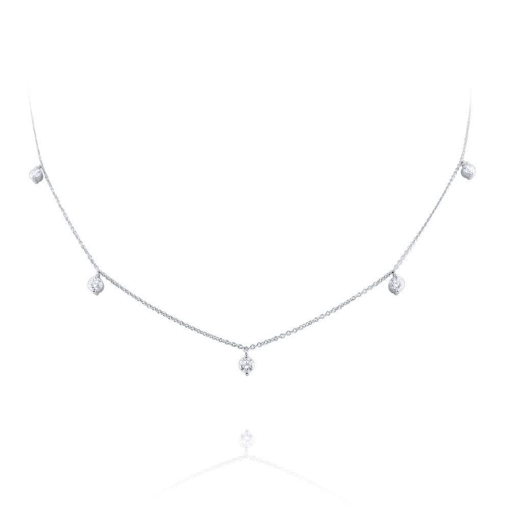 n5021 kc design hanging diamond station necklace set in 14 kt. gold