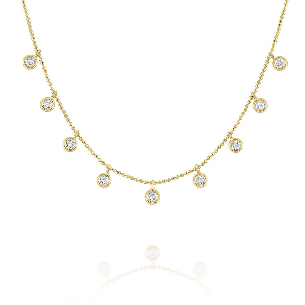 14k Yellow & 14k White Gold Genuine .35 Cttw Bezel Set Diamond Station  Necklace – Exeter Jewelers