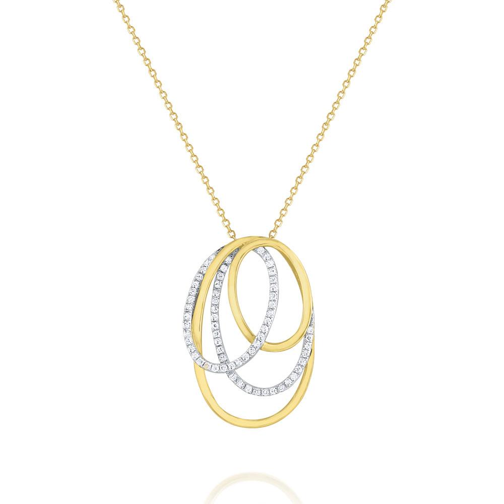 n5984 kc design diamond intertwined oval pendant set in 14 kt. gold