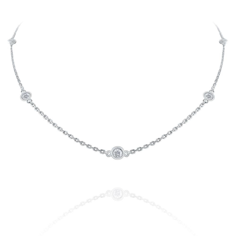 n6054 kc design diamond by the yard necklace set in 14 kt. gold