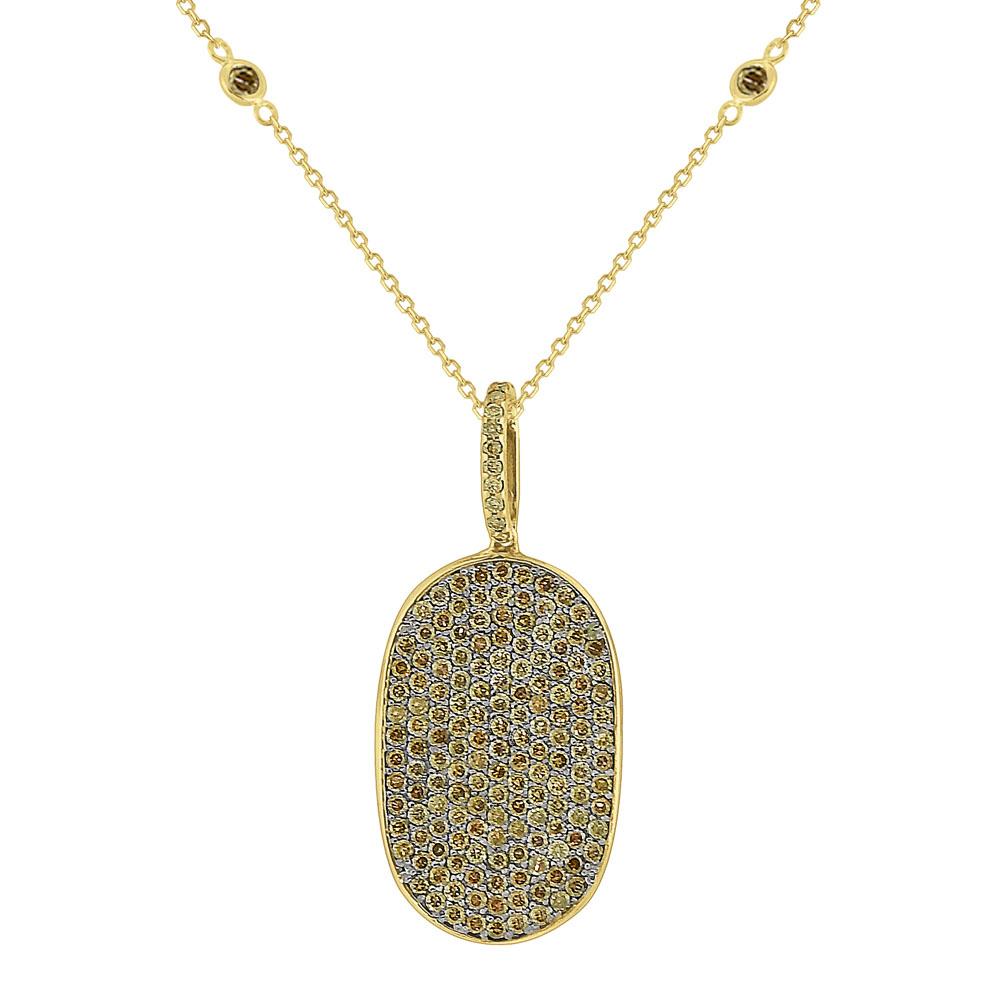 n6154 kc design champagne diamond dog tag necklace set in 14 kt. gold