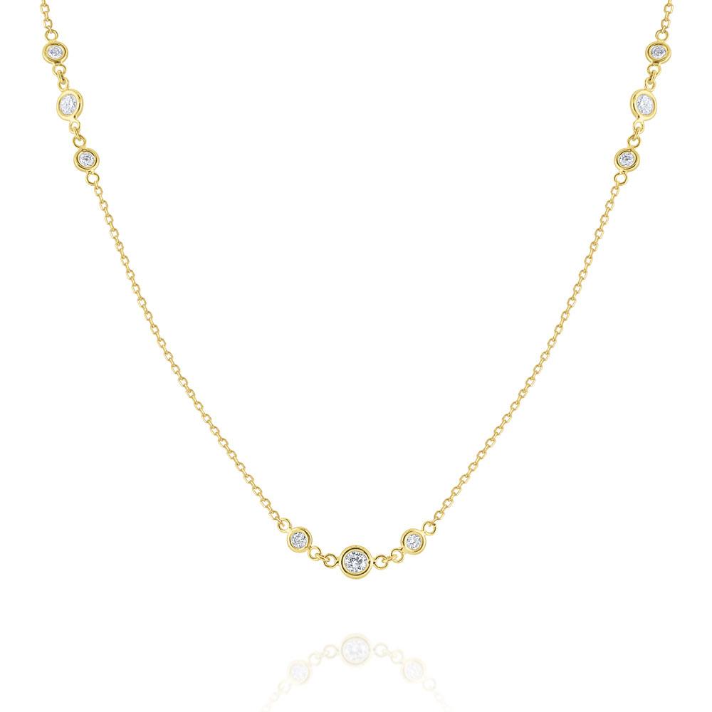 n6173 kc design triple diamond by the yard station necklace set in 14 kt. gold