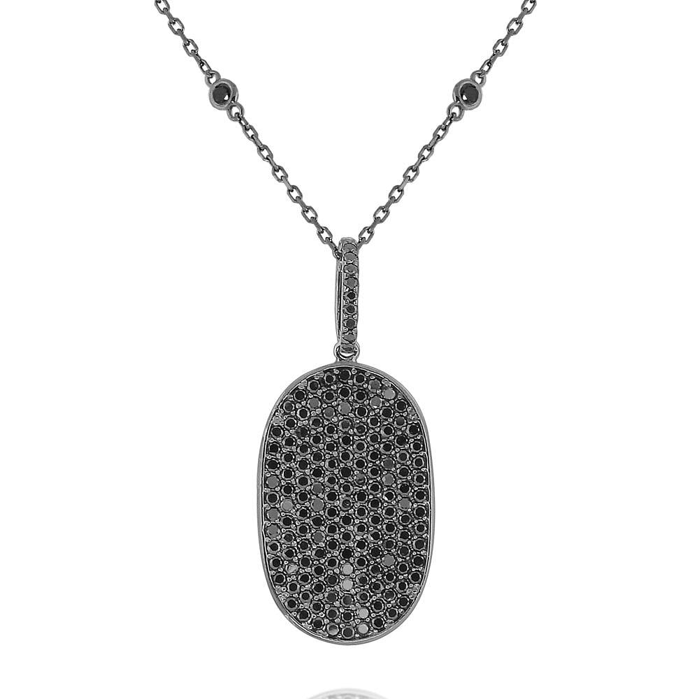 n6176 kc design black diamond dog tag necklace set in 14 kt. gold