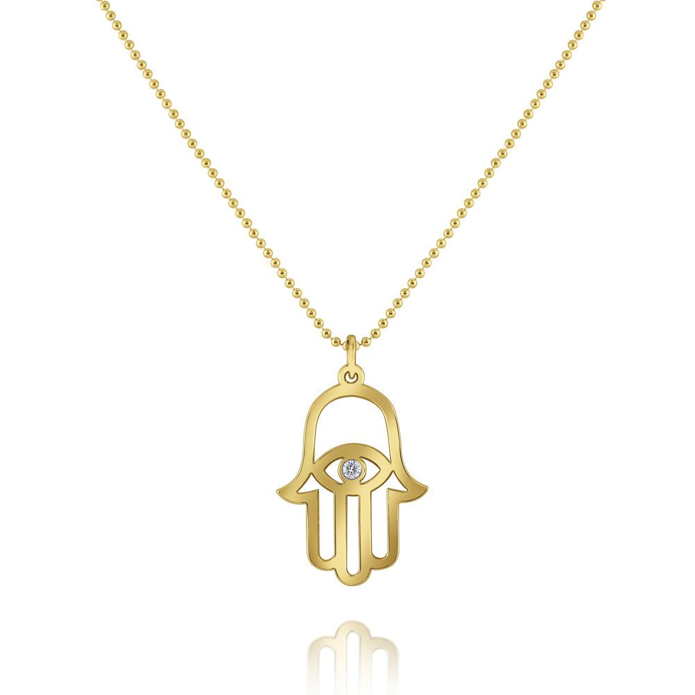 n6180 kc design diamond hamsa pendant necklace set in 14 kt. gold