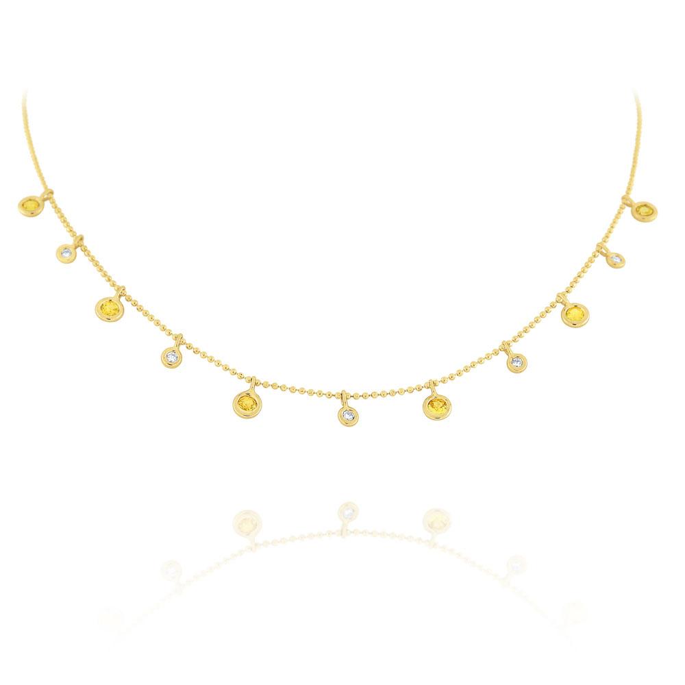 n6427 kc design diamond & yellow sapphire dew drop necklace set in 14 kt. gold