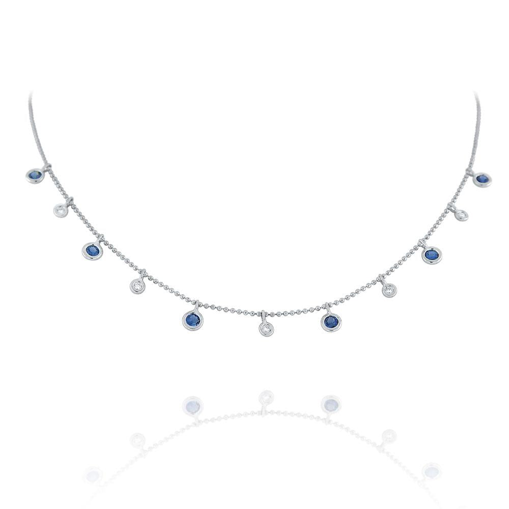 n6428 kc design diamond & blue sapphire dew drop necklace set in 14 kt. gold