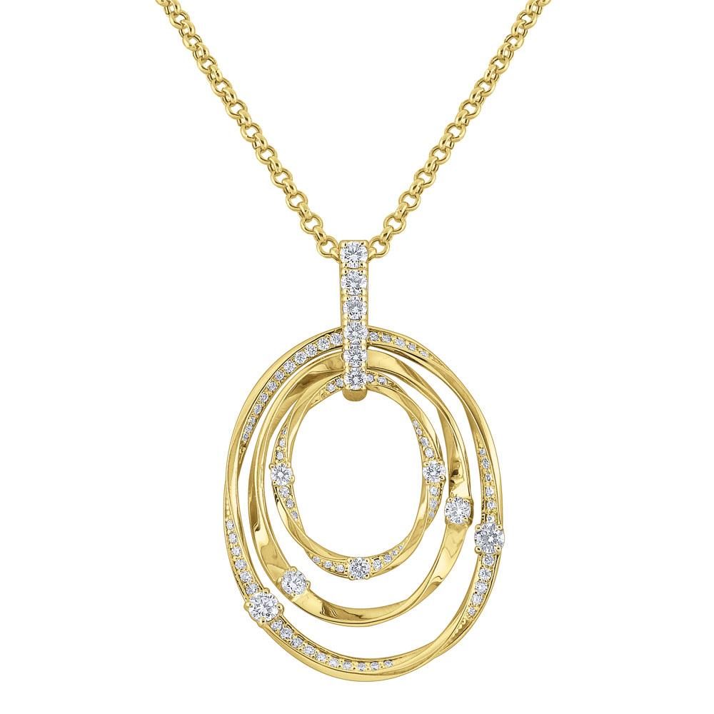 n6532 kc design diamond triple oval necklace set in 14 kt. gold
