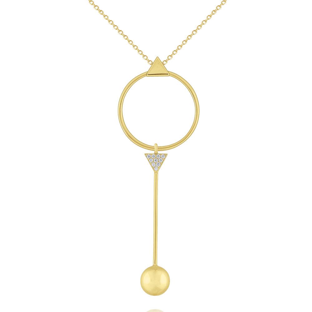 n6609 kc design diamond geometric dangle necklace set in 14 kt. gold