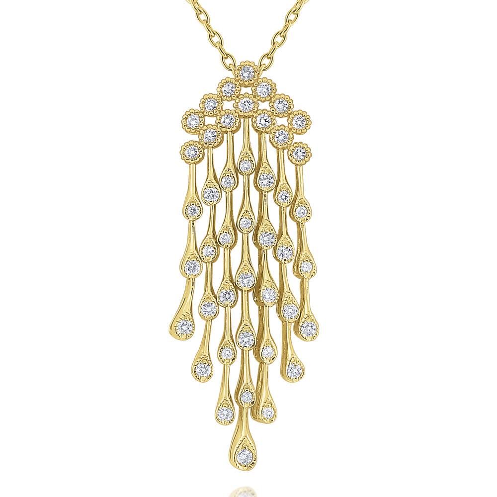 n6611 kc design diamond waterfall tassel necklace set in 14 kt. gold