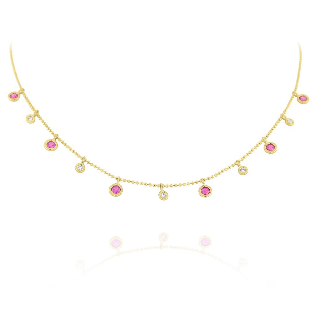 n6924 kc design pink sapphire & diamond dew drop necklace set in 14 kt. gold