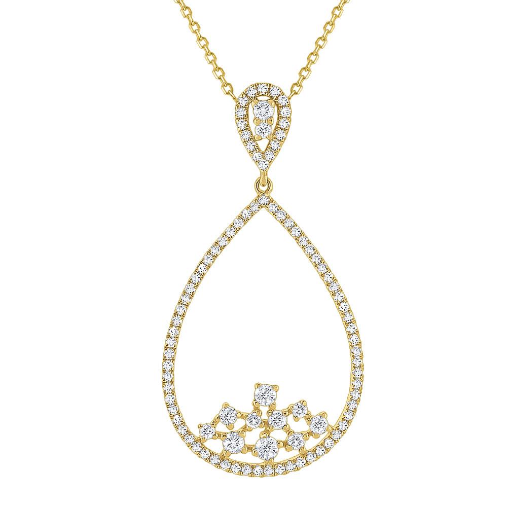 n7332 kc design diamond teardrop frame necklace set in 14 kt. gold