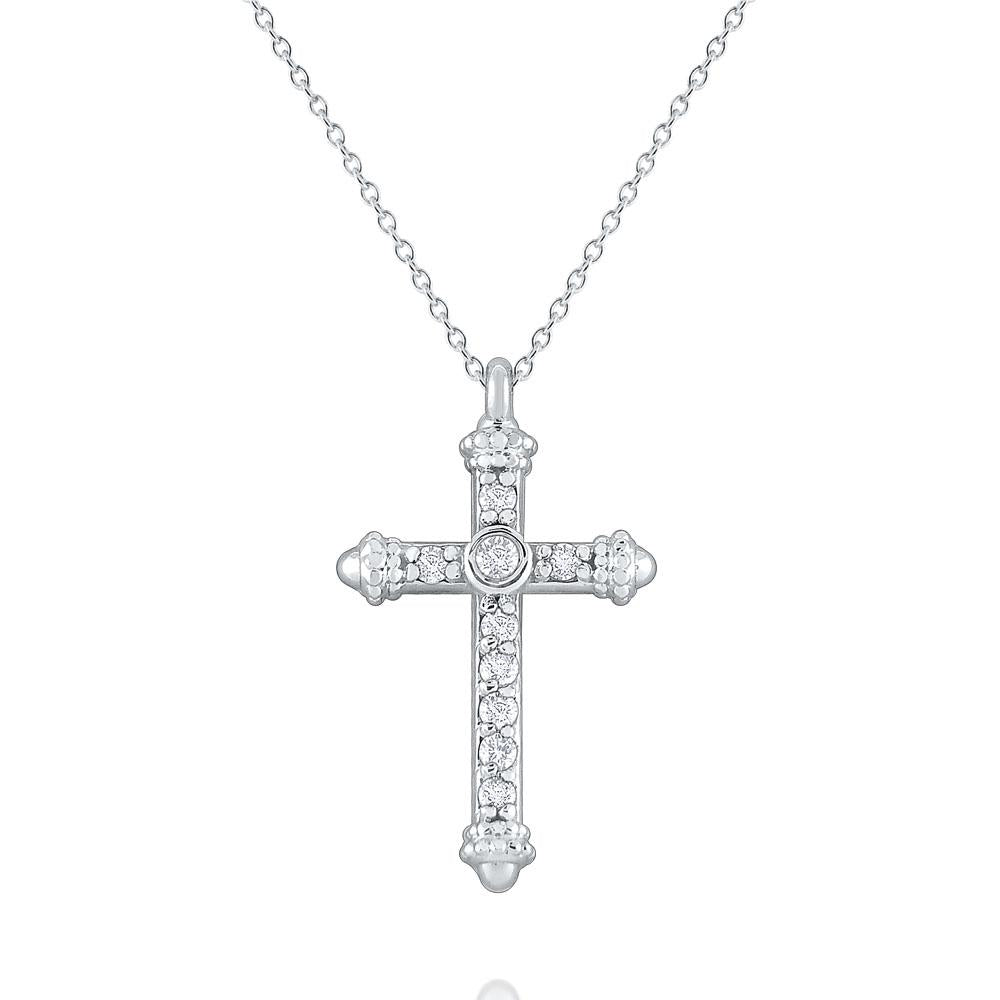 n7610 kc design 14k gold and diamond cross necklace