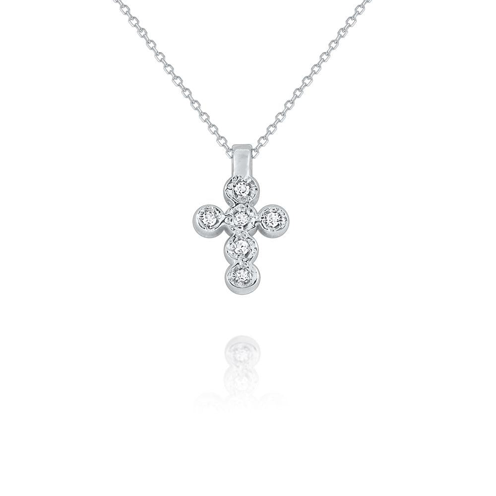 n7776 kc design 14k gold and diamond mini cross necklace
