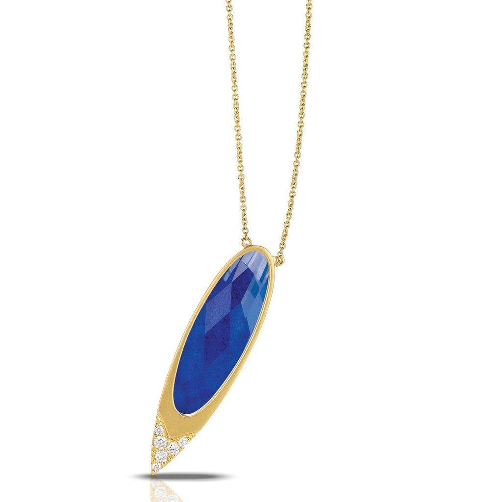 doves royal lapis collection 18k yellow gold diamond necklace in satin finish N7821LP