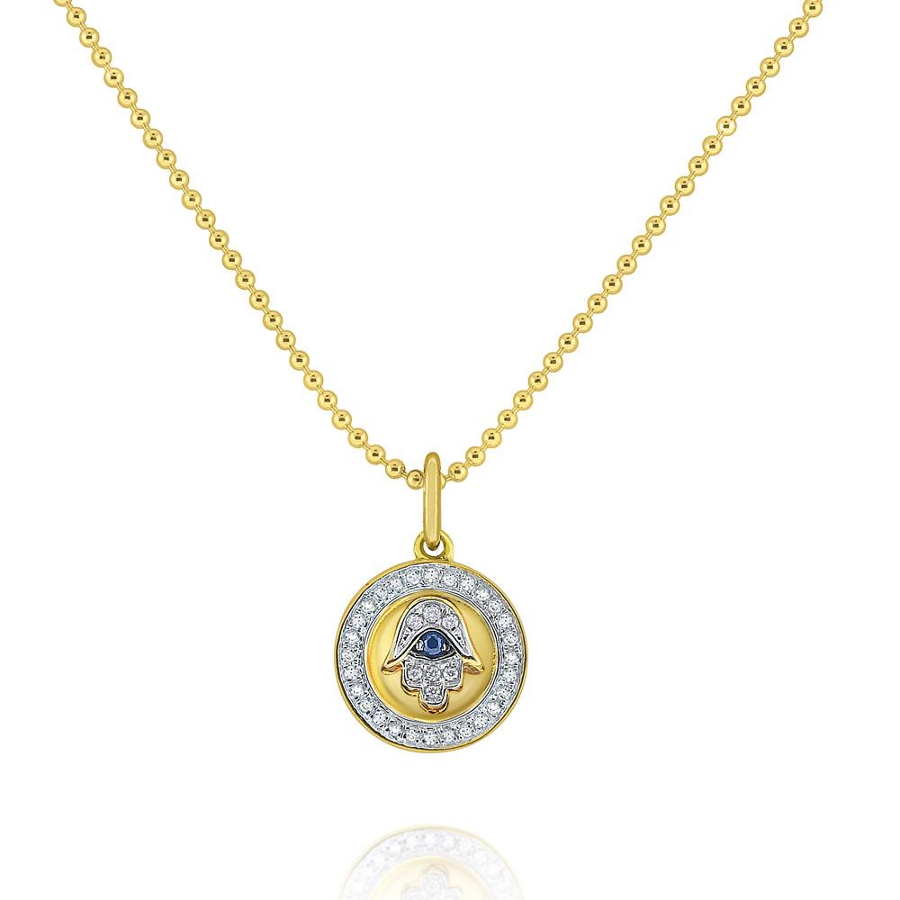 n7832 kc design mini medallion blue sapphire and diamond hamsa necklace
