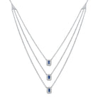 n7850 kc design triple strand baguette sapphire and diamond necklace