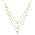 n7852 kc design triple strand round and baguette diamond necklace