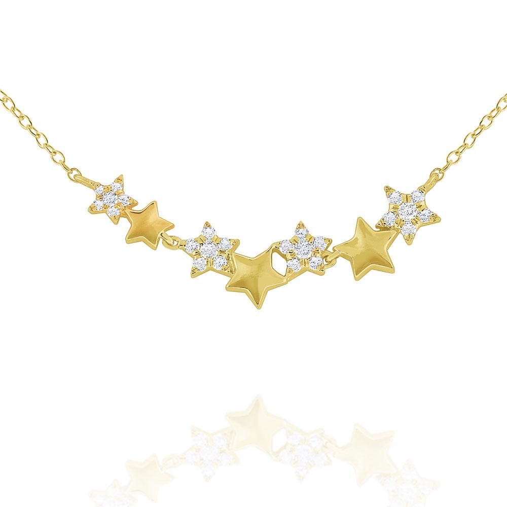 n7863 kc design 14k gold and diamond star necklace