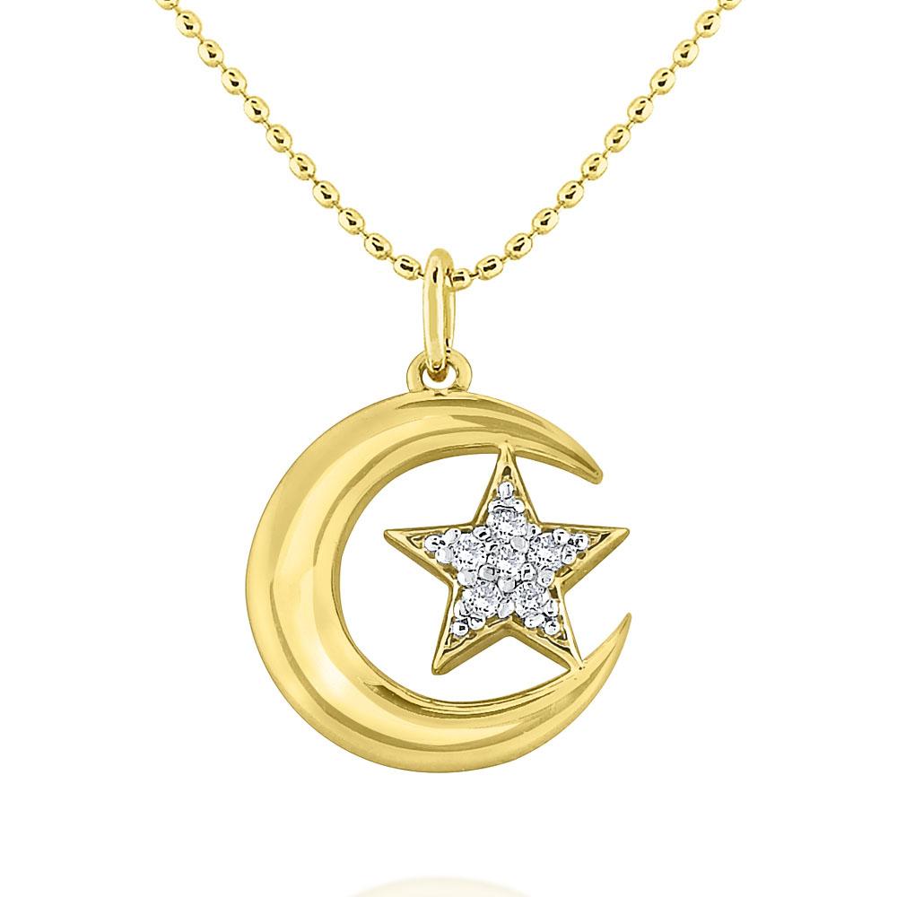 Diamond Moon and Star Charm Necklace - Lionheart