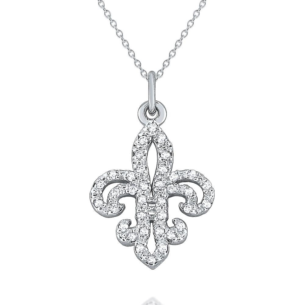 n7913 kc design gold and diamond fleur de lis necklace