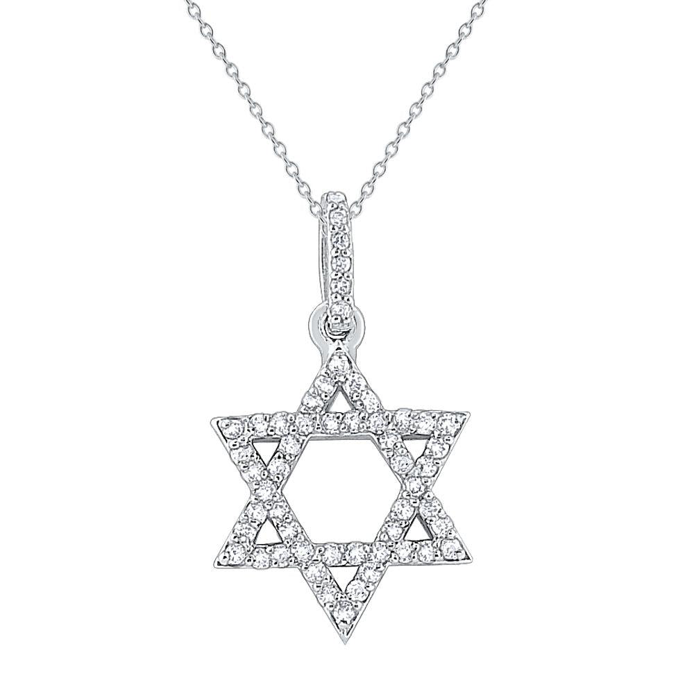 n7918 kc design 14k gold and diamond star of david necklace