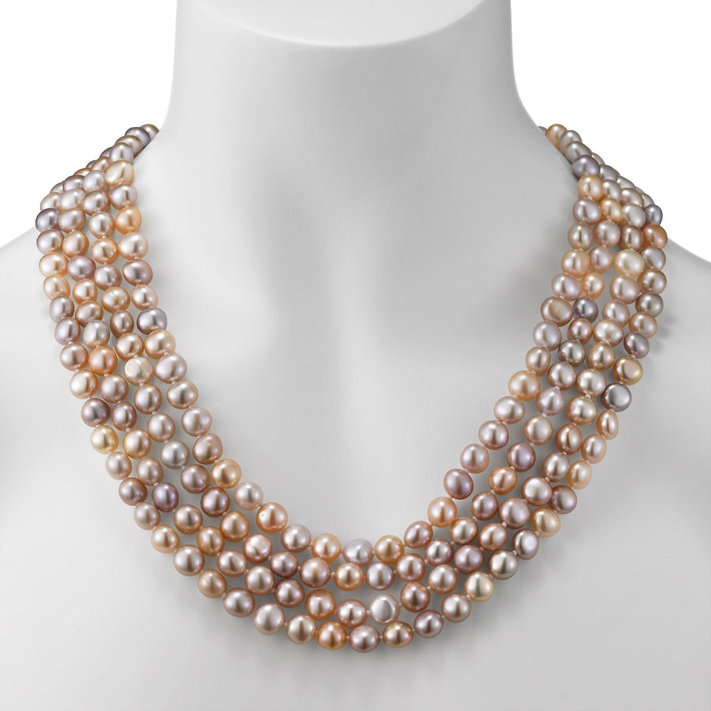 endless style multicolor baroque freshwater pearl strand necklace
