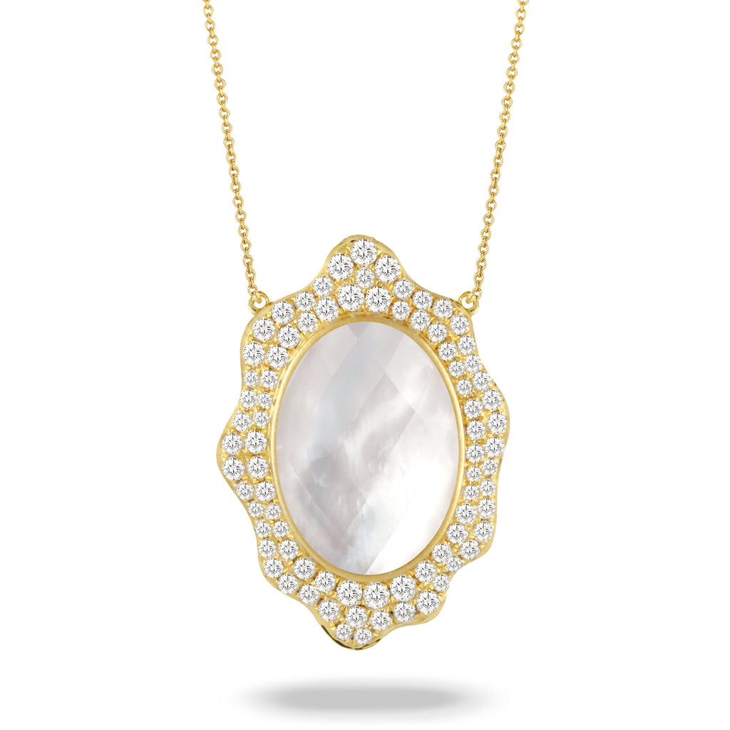 doves white orchid collection 18k yellow gold diamond necklace N8415WMP