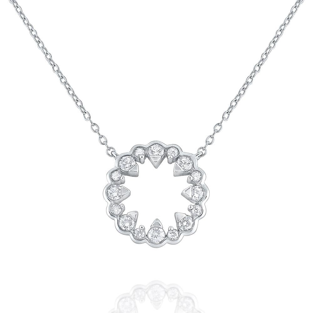 14k Gold and Diamond Floral Openwork Necklace