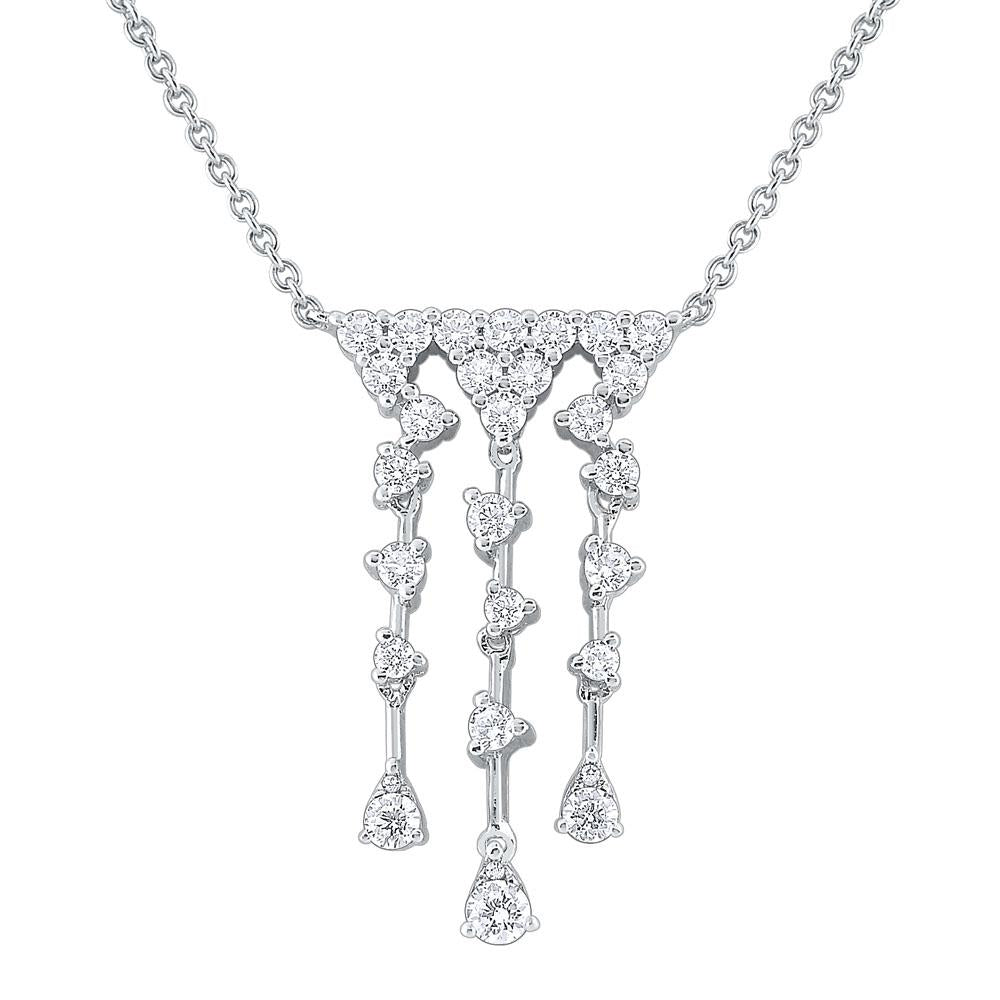 n8727 kc design 14k gold and diamond triple row cascade necklace