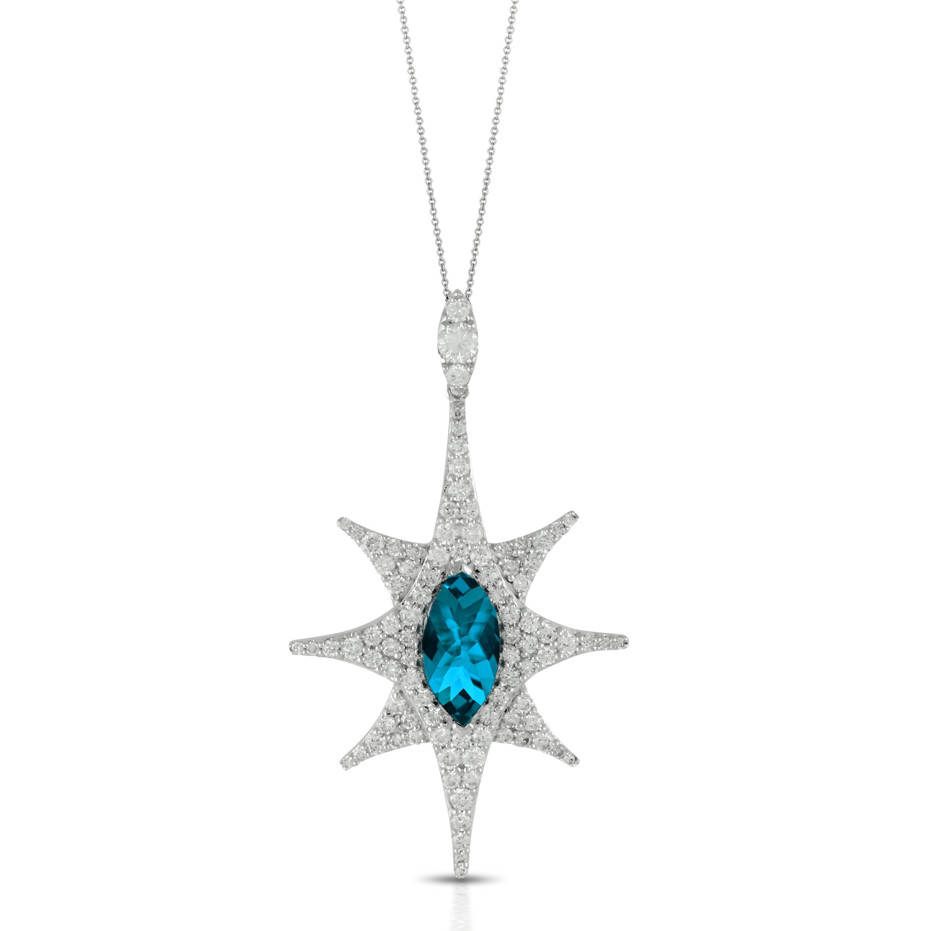 doves london blue collection 18k white gold diamond pendant P8089LBT