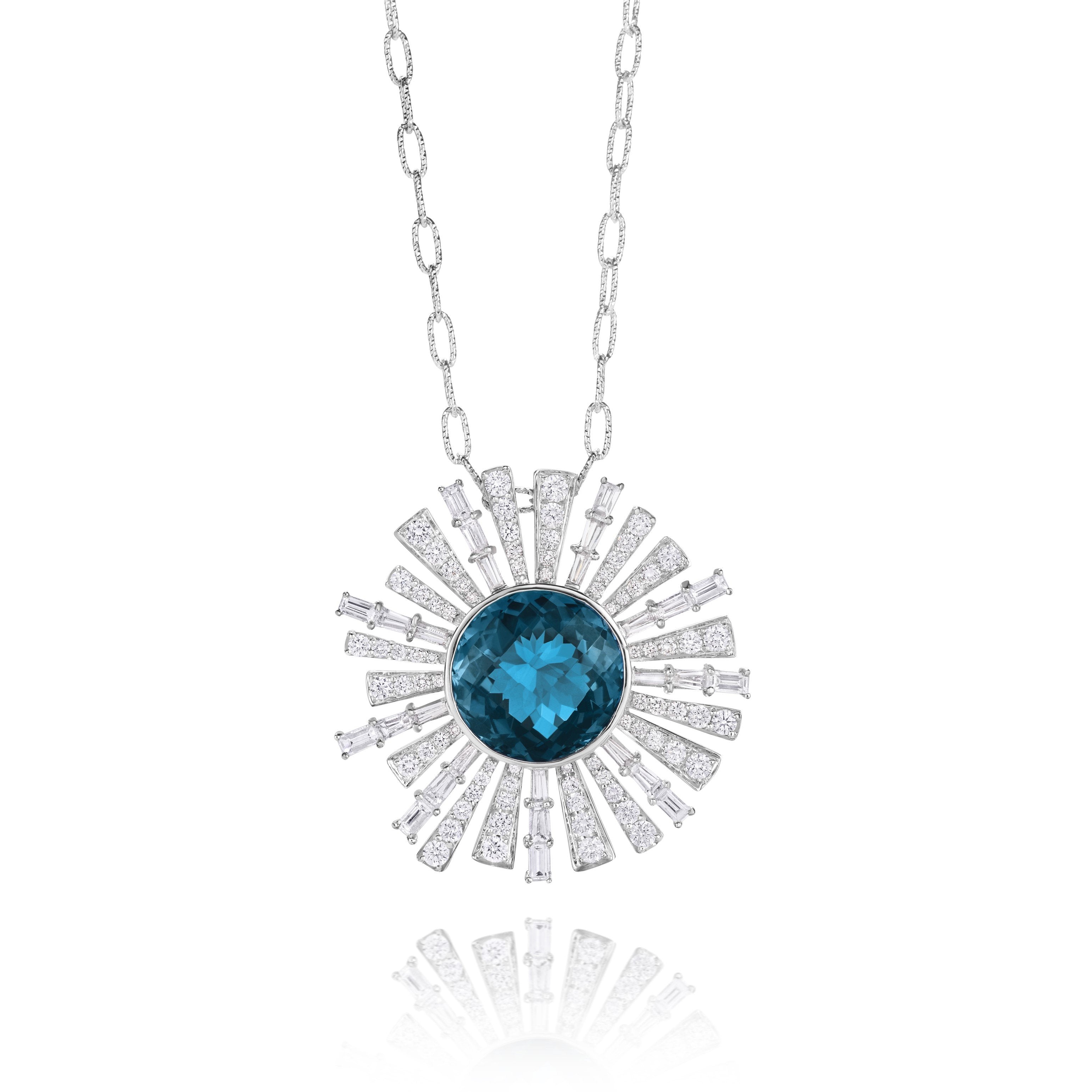 doves london blue collection 18k white gold diamond pendant P8263LBT