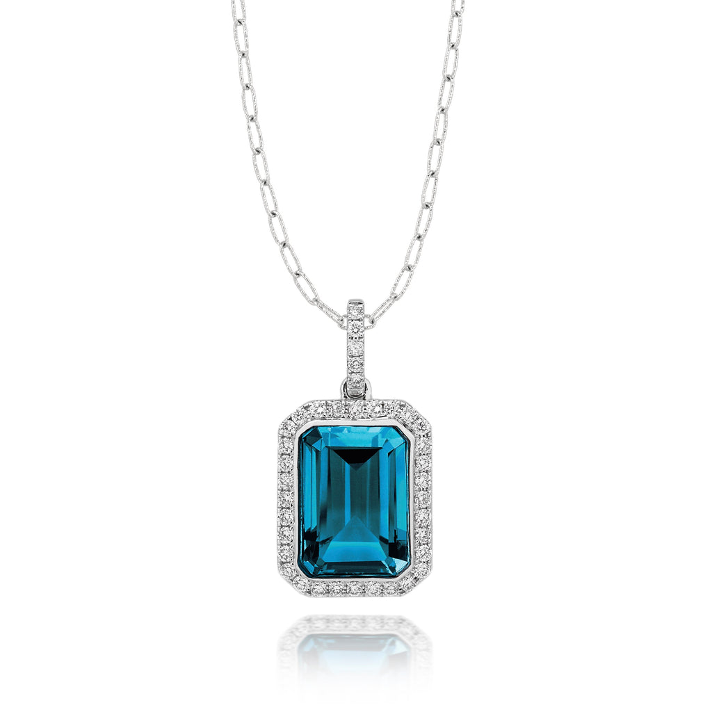 doves london blue collection 18k white gold diamond pendant P8323LBT
