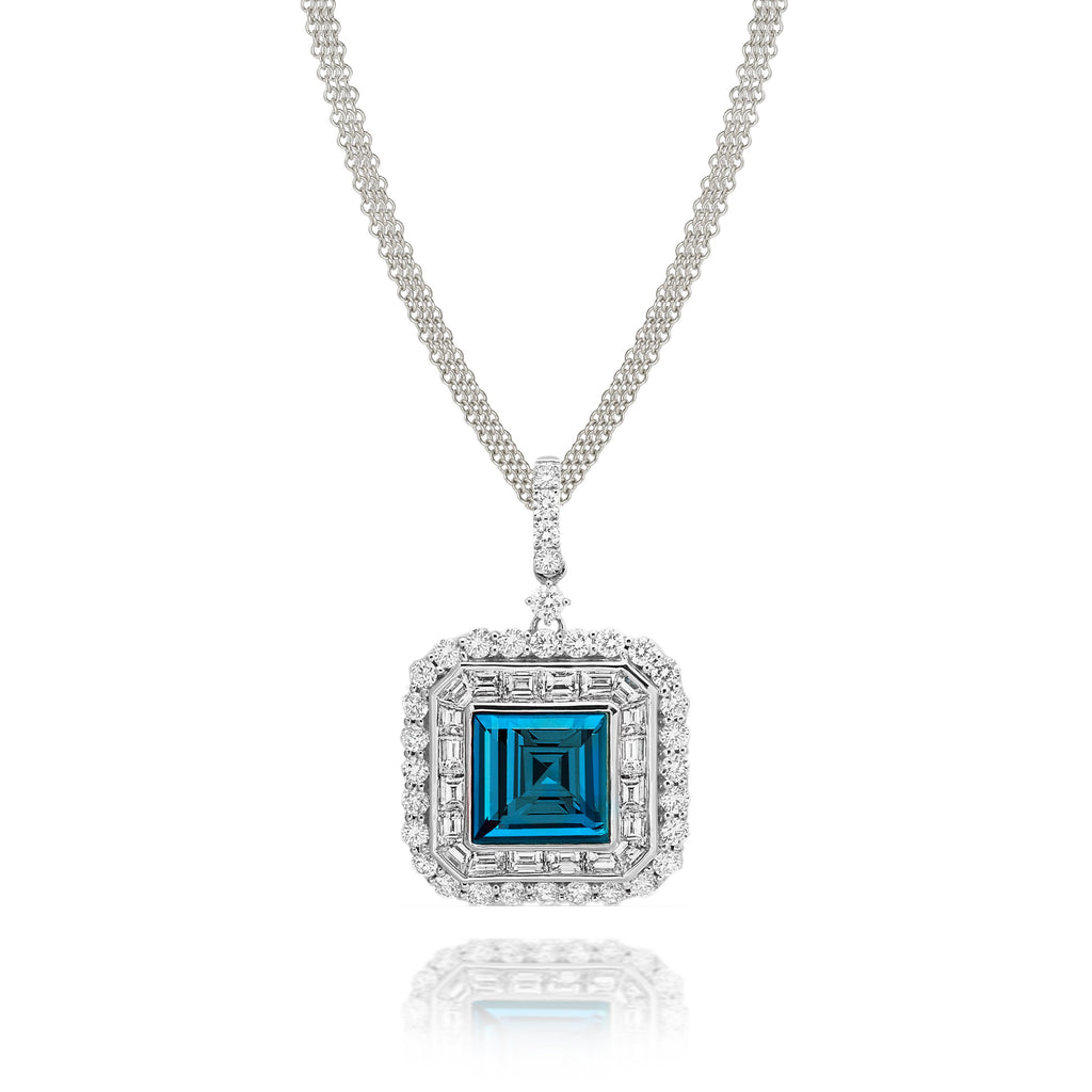 doves london blue collection 18k white gold diamond pendant P8347LBT
