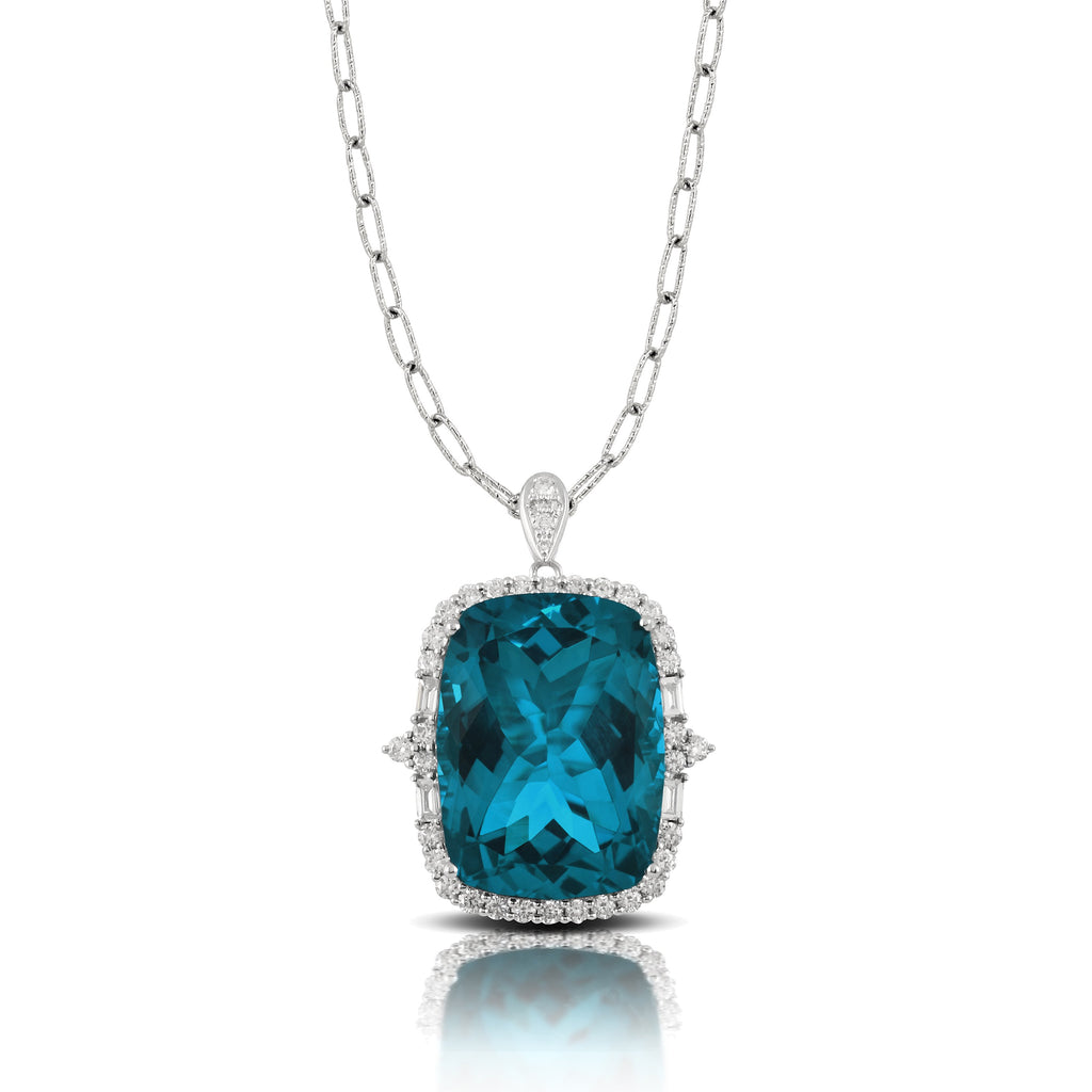 doves london blue collection 18k white gold diamond pendant P8676LBT