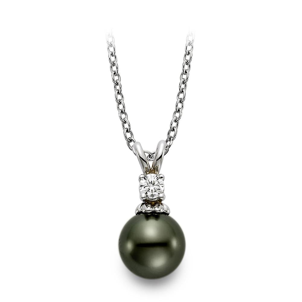 9mm tahitian pearl & diamond pendant