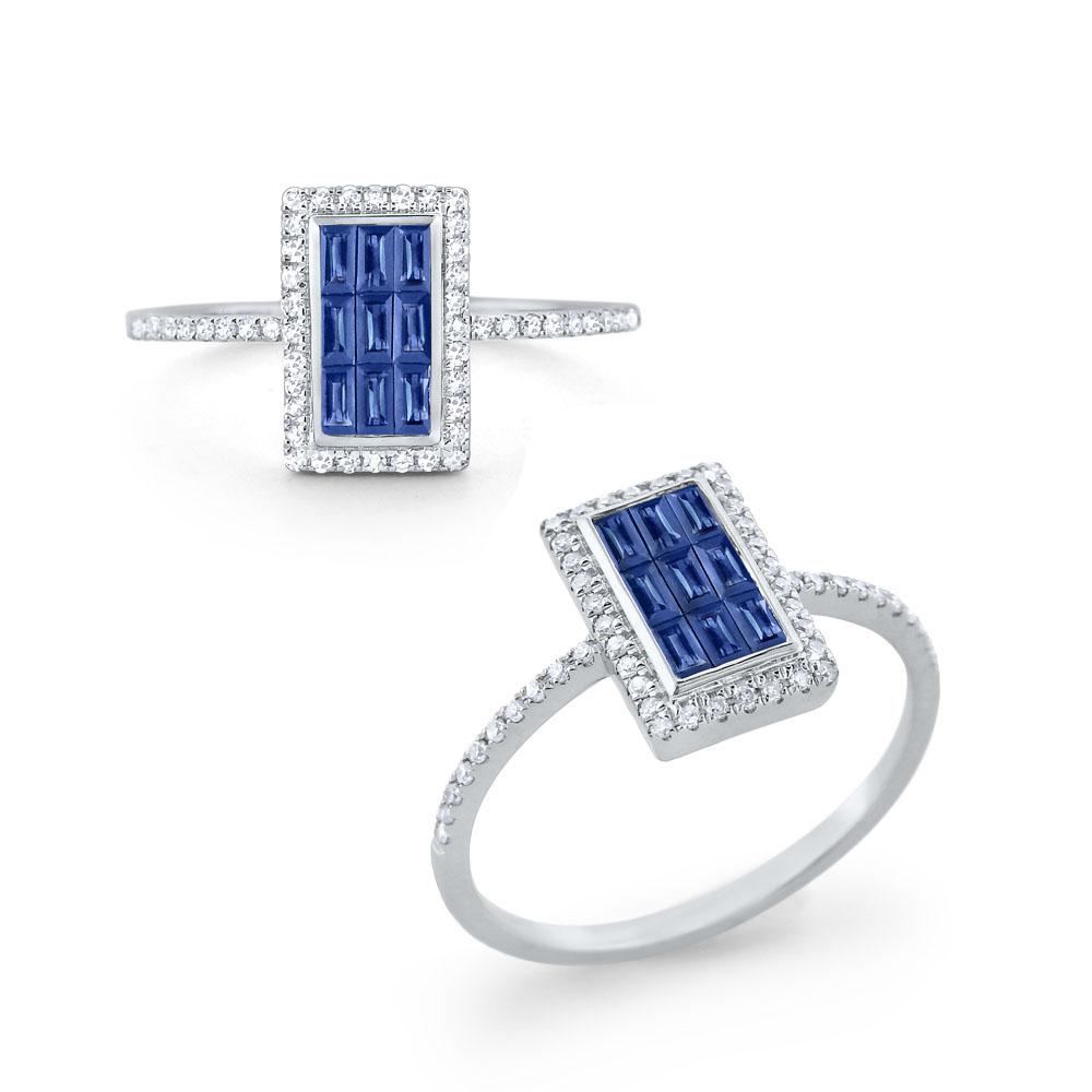 r6071 kc design sapphire & diamond rectangular ring set in 14 kt. gold