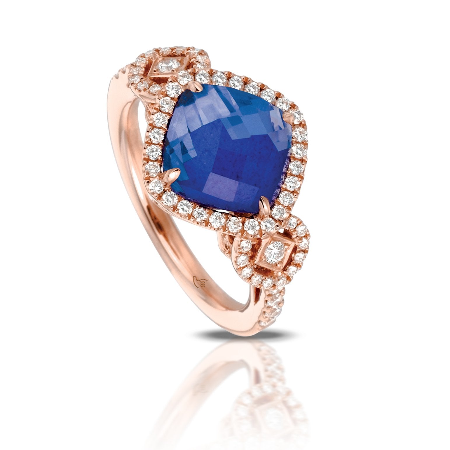 doves royal lapis collection 18k rose gold diamond ring R6261LP