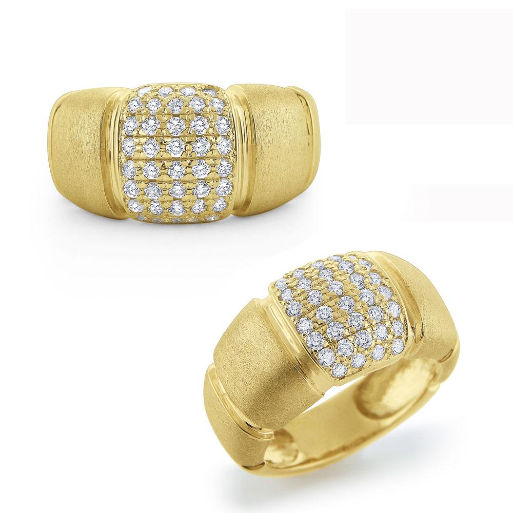 r6597 kc design chunky diamond ring set in 14 kt. brushed gold