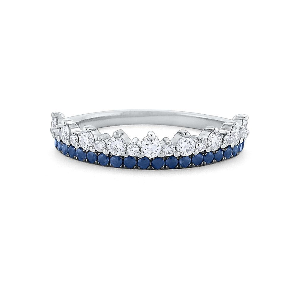 r7096 kc design diamond and blue sapphire golden crown ring