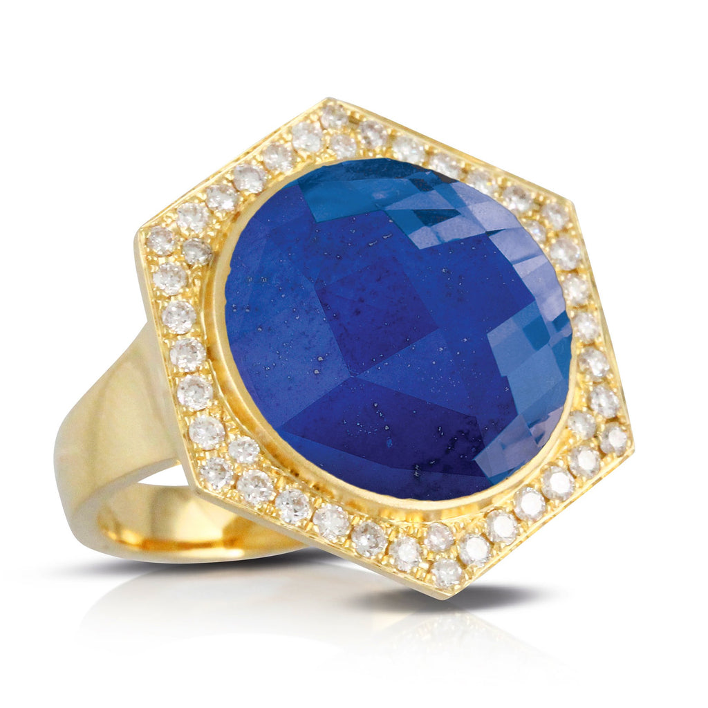doves royal lapis collection 18k yellow gold diamond ring R8509LP