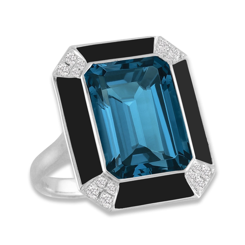 doves london blue collection 18k white gold diamond ring R8897BOLBT