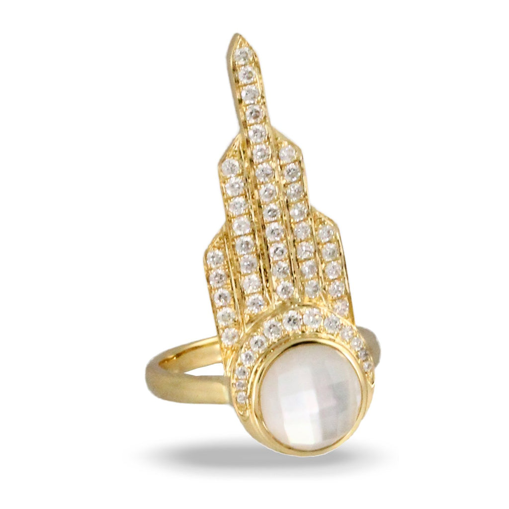 doves white orchid collection 18k yellow gold diamond ring R8988WMP