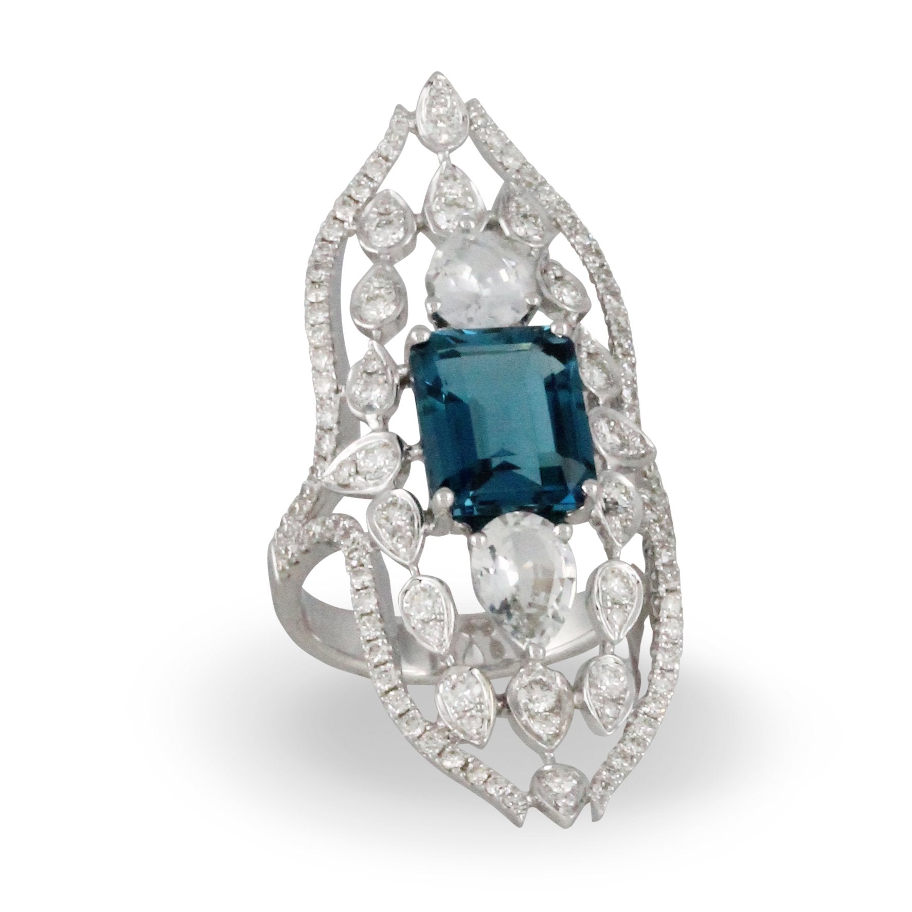 doves london blue collection 18k white gold diamond ring R8992LBT
